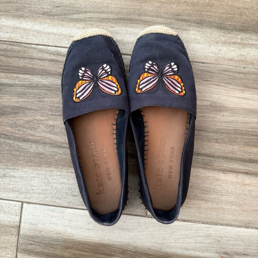 Kate Spade Aflutter Butterfly Embroidery Espadrille Flat Loafer Women Size 8.5